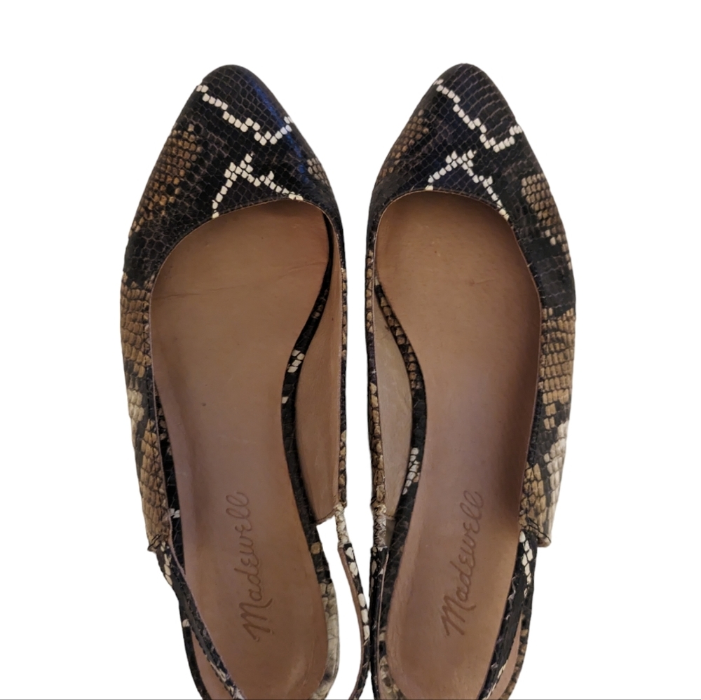 Madewell, The Margot Slingback Flat in Snake Embossed Leather, size 7.5 - Picture 3 of 7